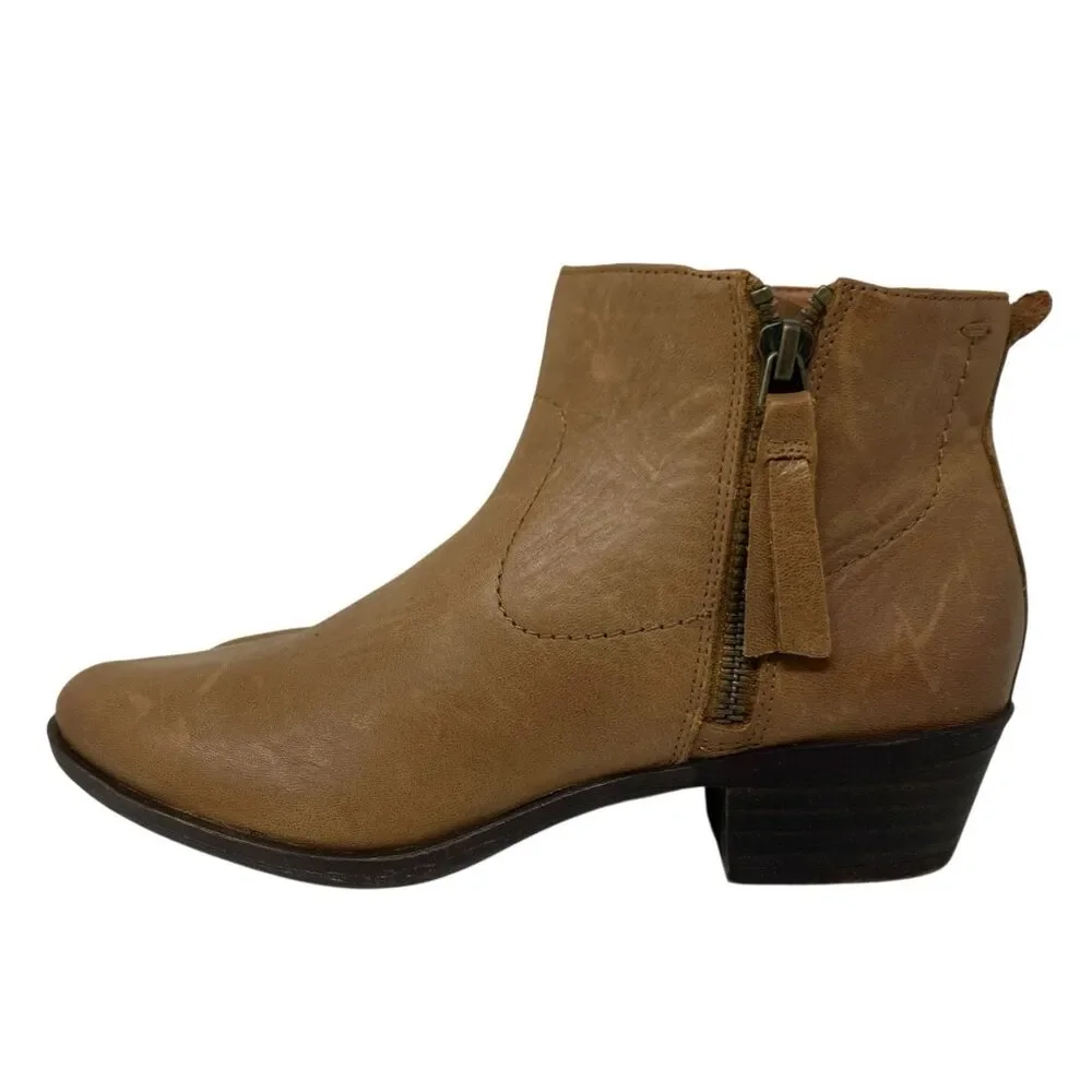Lucky‎ Brand Tan Leather Blandre Side Zip Spring Ankle Booties